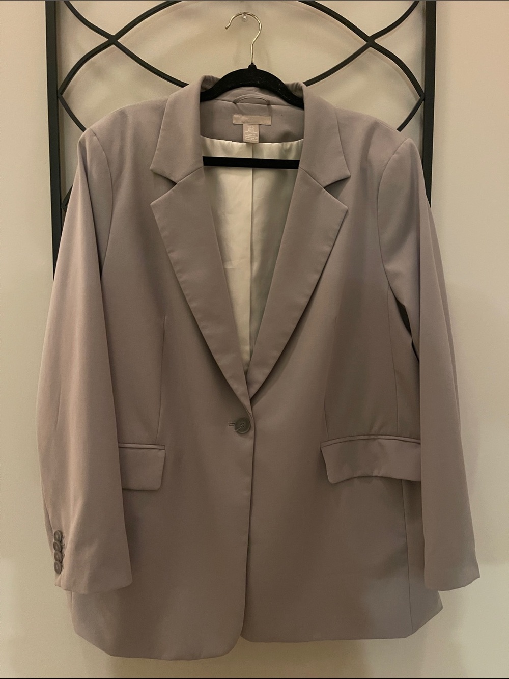 H&M Gray Single-Button Oversized Blazer Jacket